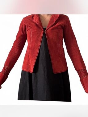 Cache Rich Burt Orange/red Leather Women's Blazer